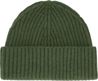 Moorer Kasjmier Ribgebreide muts - Heren - Hoeden - Groen - ONE Size - Kasjmier - Accessoires