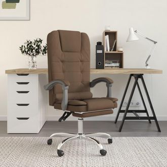 vidaXL Silla De Oficina Reclinable Con Masaje De Tela Marr&oacute;n Vidaxl