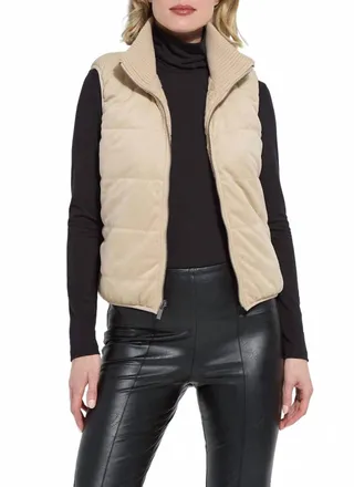 Lyss&eacute; Petra Reversible Puffer Sweater Vest In Beige