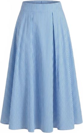 Pinch Design Womens Striped A-Line Midi Skirt In Blue/white