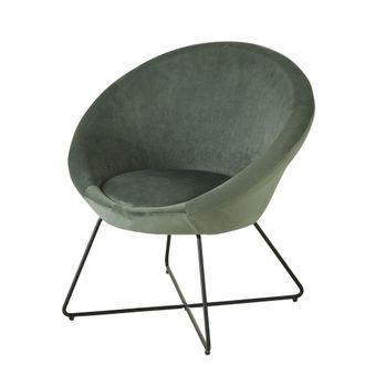 Maisons du monde Sill&oacute;n de terciopelo verde con patas de acero negro