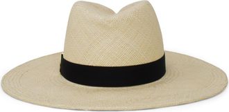 Gigi Burris Millinery Jeanne Straw Fedora in Natural/Black at Nordstrom, Size Medium