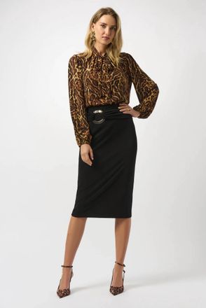 Joseph Ribkoff Animal Print Straight Blouse In Brown/black