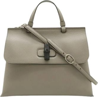 Gucci Pre-owned Handbags, female, Gray, Size: ONE SIZE Pre-owned Bamboo Daily 2way Bag