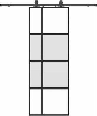 vidaXL Vidaxl - Puerta Corredera Con Herrajes Negro 76x205 Cm Vidrio Templado