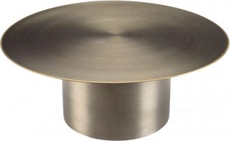 Macabane Mesa de centro redonda de hierro negro y borde dorado D. 80 cm