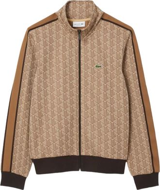 Lacoste Paris gestreept trainingsjack met jacquard - Bruin