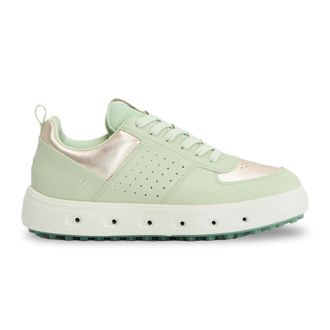 Ecco Ecco Golf Street 720 Full Grain Leather Womens Fashion Trainers - Gold Metallic Matcha - Size:UK 6.5-7
