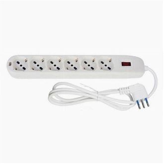 Trade Shop Trade Shop - Multipresa 6 Uscite Universali Spina 10a Cavo Da 1.5 Mt Bianco Ciabatta 80183n