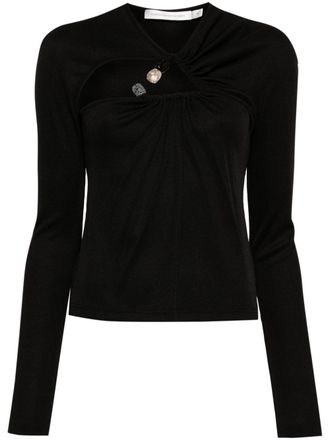 CHRISTOPHER ESBER tri crystal-stone long-sleeve top - Black