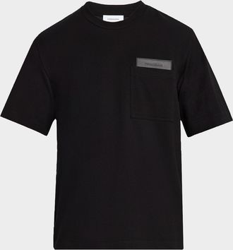 Ferragamo Mens Leather-Patch Pocket T-Shirt