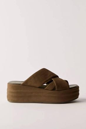Free People Womens Wanderbay Flatform Sandals In Olive