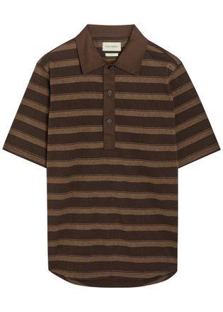Oliver Spencer Judo Striped Cotton Polo Shirt - Brown - XL