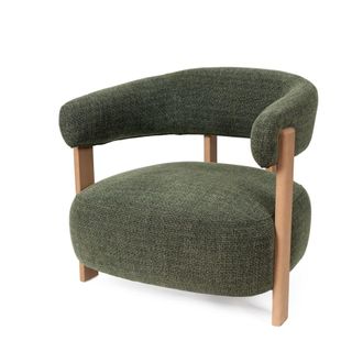 Koketto Home Butaca tapizada en verde con patas de madera maciza