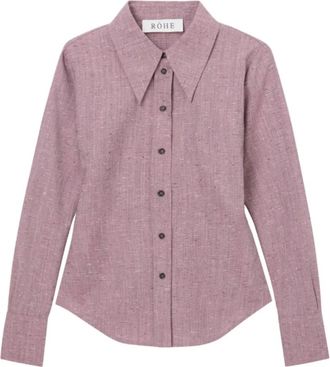 R&oacute;he Hw 25 Fitted Tweed Shirt - Dames - Overhemden - Roze - S - Tweed - Overhemden