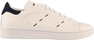 Kiton Witte leren sneakers met su&egrave;de hiel - Heren - Sneakers - Wit - 41 EU - Su&egrave;de - Schoenen