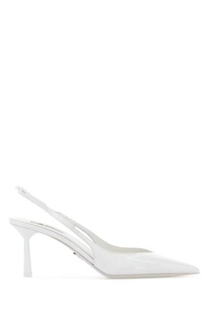 Prada White Solid Pointed Toe Pumps