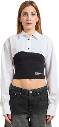 Karl Lagerfeld Overhemden, Dames, Zwart, M, Katoen, Zwarte overhemden