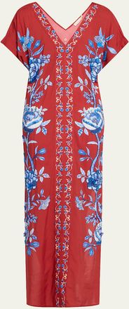 Verandah Rust Floral Draped Dress