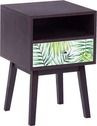 Beliani Beliani - Bedside Night Table 1 Drawer Living Room Table Compact Wood Floral Motif Arvada