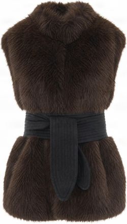 Liu Jo Dark Brown High Collar Faux Fur Vest