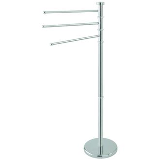 Trade Shop Trade Shop - Porta Asciugamani Piantana Acciaio 3 Aste Girevoli 360&deg; Base Tonda Altezza 93 Cm