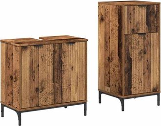 vidaXL Juego de muebles de baño con cajón 2 pcs Madera Vieja vidaXL