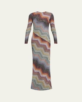 Missoni Sequin Wefted Loom Knit Long-Sleeve Gown