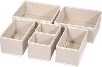 No Brand Organizador De Cajones Para Ropa - Juego De 6 Separadores - Plegable - Tela - Para Camisas, Calcetines Y Ropa Interior - Caqui Claro