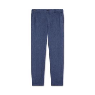 Paul & Shark Broeken, Heren, Blauw, 2Xl, Linnen, Linnen Chino Broek met Trekkoord