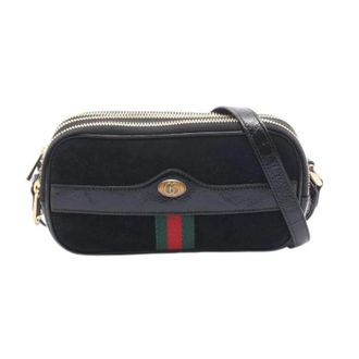 Gucci Pre-owned Cross Body Bags, female, Black, Size: ONE SIZE Pre-owned Double G Suede Patent Leather Shoulder Bag