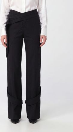 Blumarine Low-Rise Straight Trousers in Wool Blend with Straps