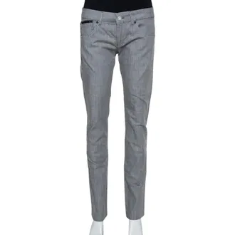 Emporio Armani Grey Cotton 5 Pocket Detail Tapered Leg Trousers