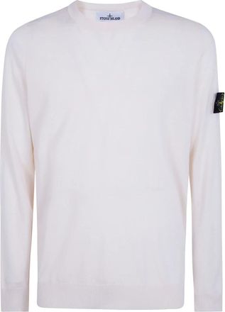 Stone Island Crewneck Sweater - Heren - Ronde hals truien - Beige - L - Wol - Truien & Vesten