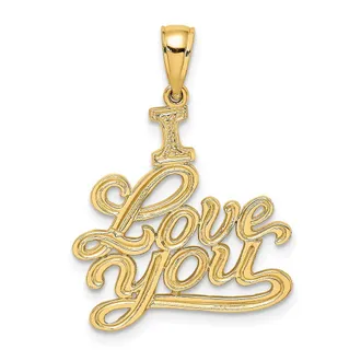 Diamond2Deal 10k Yellow Gold Textured I LOVE YOU Pendant
