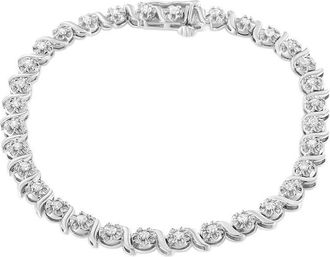 House of Brilliance Haus Of Brilliance Silver 1.00 Ct. Tw. Diamond Link Bracelet