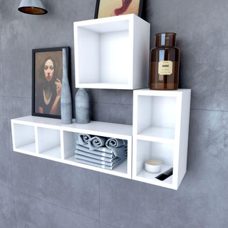 Aurlane Estanter&iacute;a Mural Blanca 40x20x20 Cm Con 2 Compartimentos - Personalyz Duo