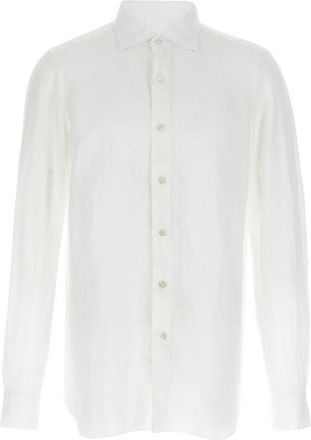 Finamore Gaeta Shirt - Heren - Zakelijke Overhemden - Wit - 3XL - Linnen - Overhemden