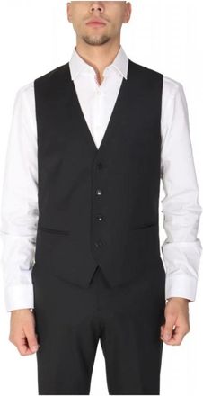 HUGO BOSS Jasjes > Gilet - Heren - Gillet - Zwart - 2XL - Leer - Kostuums