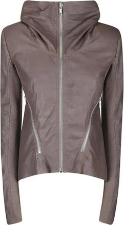 Rick Owens Ritssluiting Biker Jack - Dames - Leren en Su&egrave;de Jassen - Bruin - M - Jassen