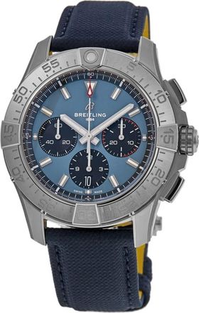 Breitling Avenger B01 Chronograph 44 Automatic Blue Dial Leather Strap Mens Watch AB0147101C1X1