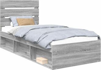 vidaXL Estructura De Cama Con Cabecera Gris Sonoma 90 X 200 Cm Vidaxl