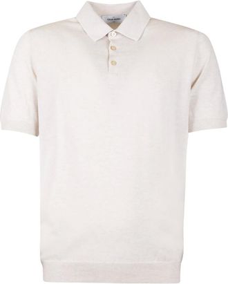 Gran Sasso Tops, Heren, Beige, S, Gebreid T-shirt met kraag