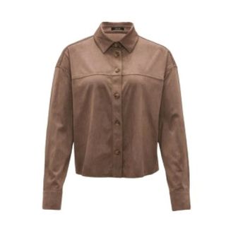 OPUS Klassieke effen kleur damesblouse - Dames - Blouses & Shirts - Bruin - Maat: 2XL