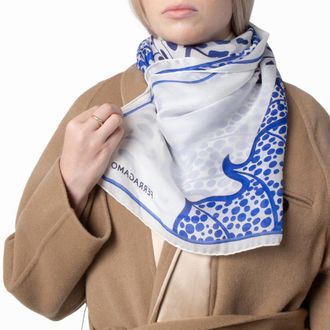 Ferragamo Foliage Print Silk Scarf