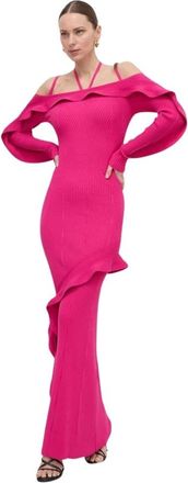 Versace Jeans Couture Ribbed Knit Maxi Jurk - Dames - Kleedjes - Roze - S - Kleedjes