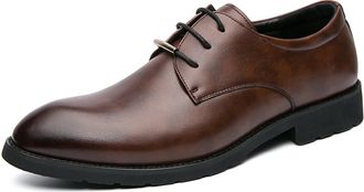 Generic Mens Classic Oxfords Business Formal Lace Up Leather Dress Shoes for Men (Brown,6.5)