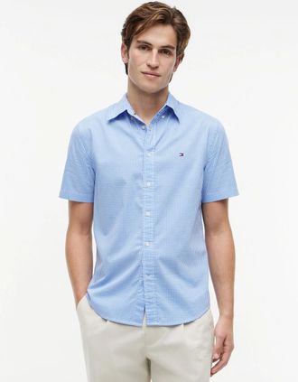 Tommy Hilfiger Mens Tommy Hilfiger Flex Poplin Gingham Mens Shirt - Blue Spell/Check - Size: 38/Regular