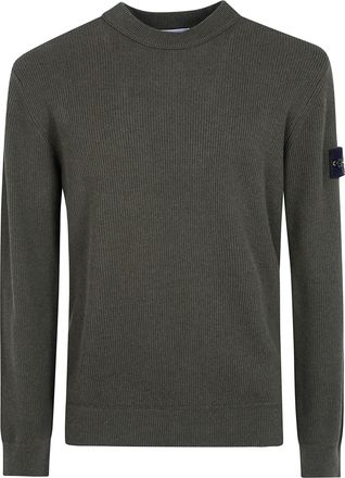 Stone Island Sweater Military Green Melange Round Neck