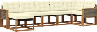 vidaXL Conjunto De Sof&aacute;s De Exterior 7 Uds. Natural Y Crema Vidaxl
